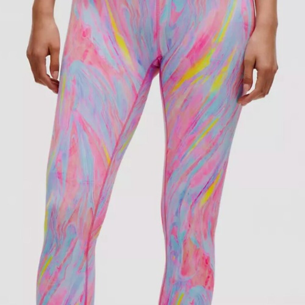 LULULEMON Wunder Train High Rise Leggings SIZE 8 MARBLE Colorful 28"